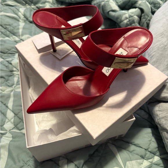 Jimmy Choo Red Pointed Toe Heels - Picture 1 of 4